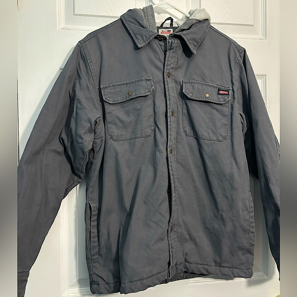 Gray Button/Zip-Up Collared Coat - image 1